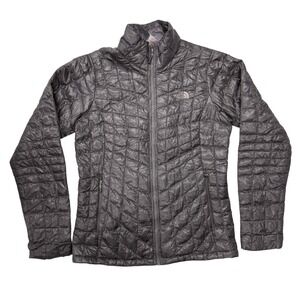 The North Face Thermoball Jacket‎ Womens Small Full Zip Quilted Puffer Gray